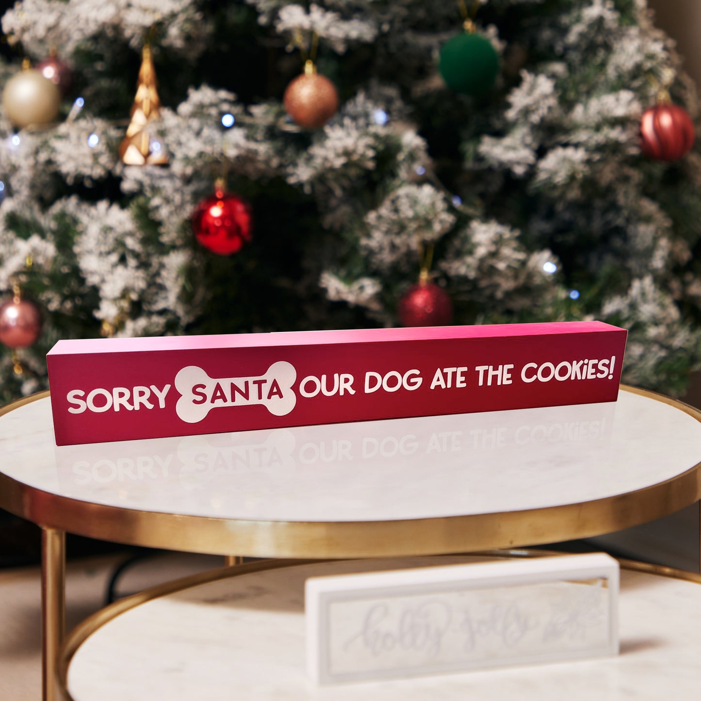 Holiday Mischief Wooden Frame Decor - Gift Christmas red Wooden Frame Decor 45.5x3.8x6.5cm