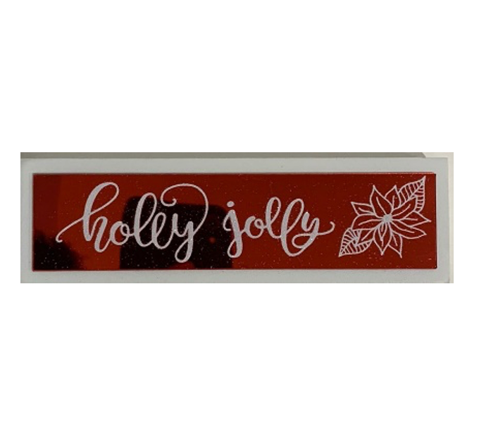 JX6246 | JX6246 |Holly Jolly red Glass tabletop sign | 15x4.5x1.8cm