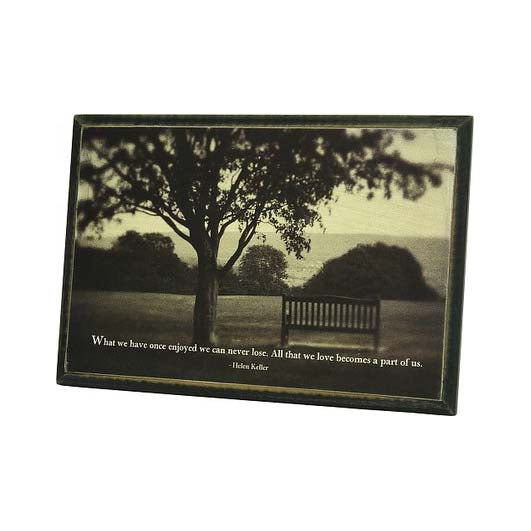 KK1573 - Desk blk/wh Tree & bench plaque| 24x16cm