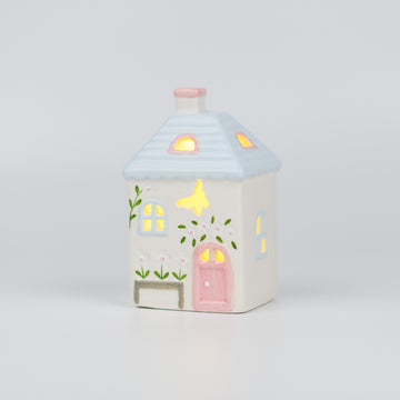 Ceramic Christmas Village House, Blue