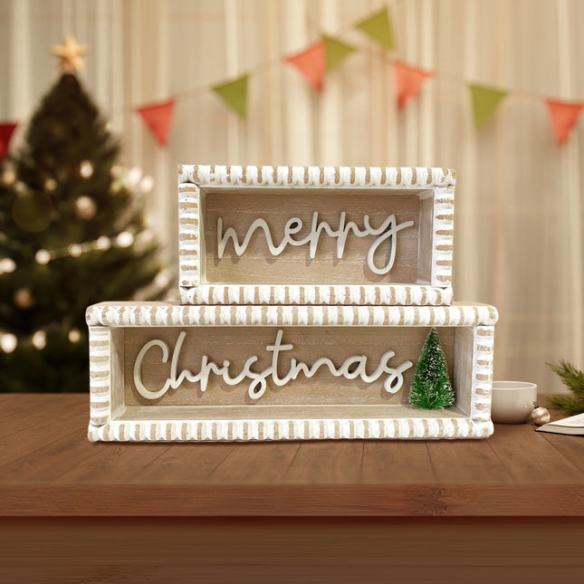 Christmas decorations 'Merry Christmas' Wooden Decorations Set