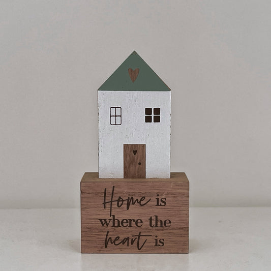 JX225 | 'Home Is Where the Heart Is' Wood Decor with Green Roof