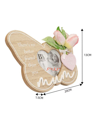 5x3.5 Photo Frame - Mother’s Day Gift Butterfly Shaped Picture Frame - Ornament Home Decor Gifts For Mother with Floral Accents Table Decor Birthday Gifts for Women, 20x1.5x13cm, BallarArt CO