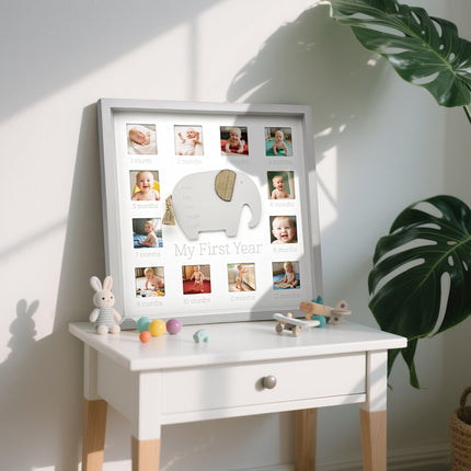 Baby First Year Photo Frame with Cute Elephant Design