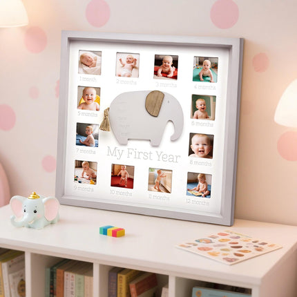Baby First Year Photo Frame with Cute Elephant Design