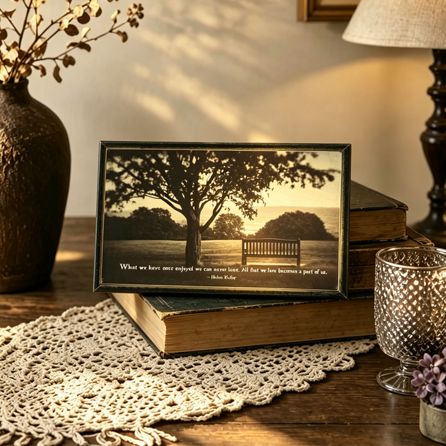 Love Never Lost Quote Desk Plaque - Inspirational Decor