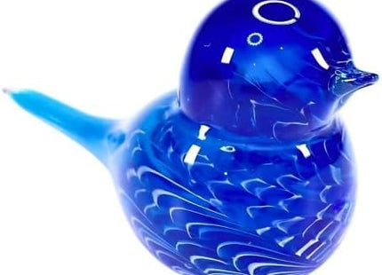 Blue Wren Hand Blown Glass Bird Statue Sculptrue - Australian Native Animal Glass Decor