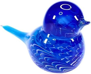 Blue Wren Hand Blown Glass Bird Statue Sculptrue - Australian Native Animal Glass Decor