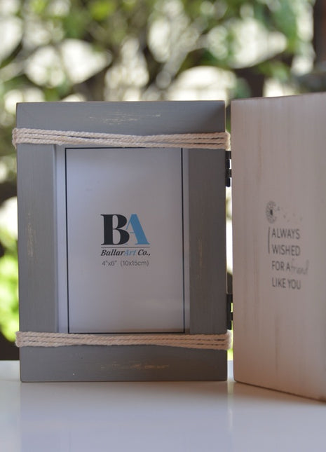 Charming vintage-inspired WDF wooden photo frame featuring a meaningful quote, I Always Wished for a Friend Like You, perfect for home decor or room decoration. This stylish picture frame complements various furniture styles and makes a thoughtful gift for any occasion. Ideal for capturing cherished memories in a timeless design. 1
