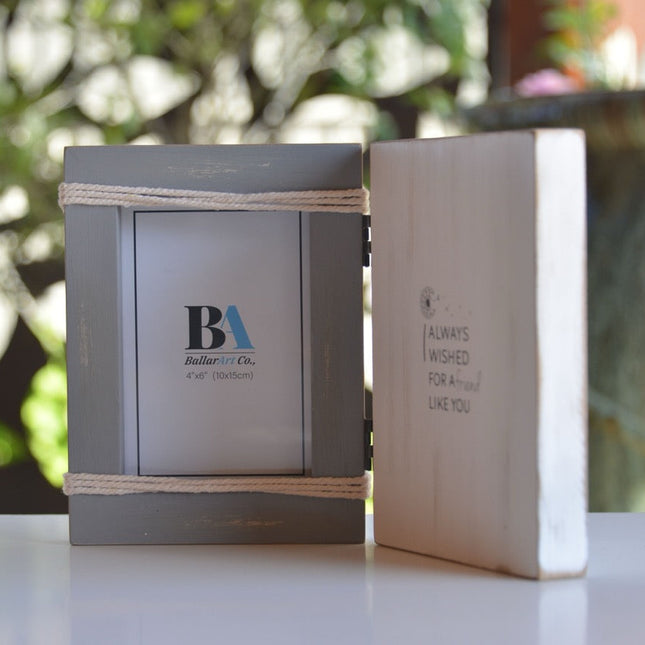 Charming vintage-inspired WDF wooden photo frame featuring a meaningful quote, I Always Wished for a Friend Like You, perfect for home decor or room decoration. This stylish picture frame complements various furniture styles and makes a thoughtful gift for any occasion. Ideal for capturing cherished memories in a timeless design. 1
