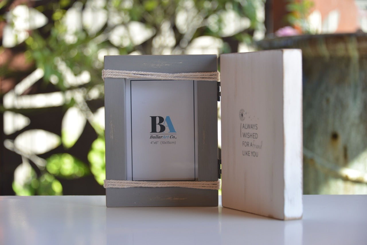 Charming vintage-inspired WDF wooden photo frame featuring a meaningful quote, I Always Wished for a Friend Like You, perfect for home decor or room decoration. This stylish picture frame complements various furniture styles and makes a thoughtful gift for any occasion. Ideal for capturing cherished memories in a timeless design. 1
