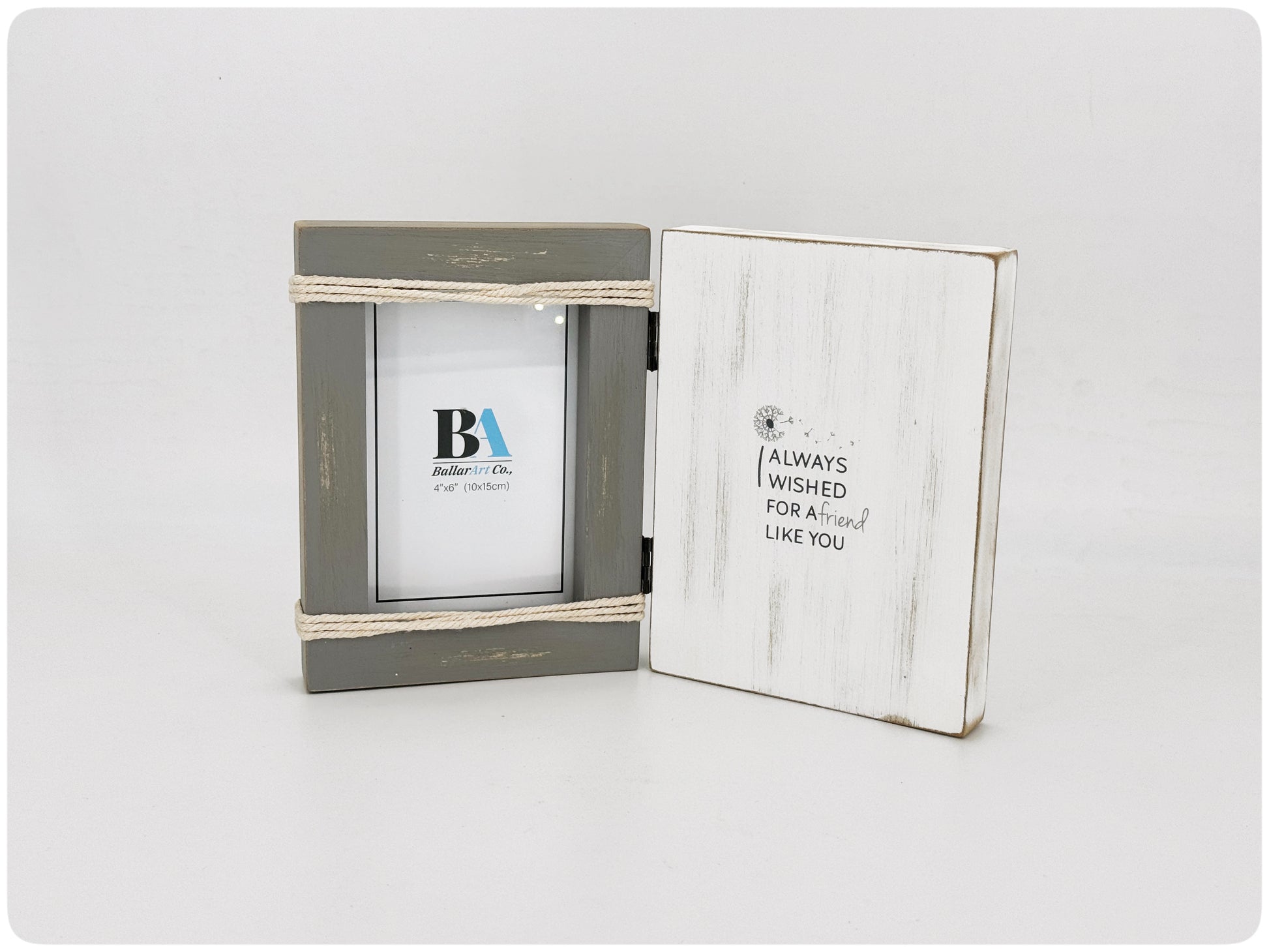 Charming vintage-inspired WDF wooden photo frame featuring a meaningful quote, I Always Wished for a Friend Like You, perfect for home decor or room decoration. This stylish picture frame complements various furniture styles and makes a thoughtful gift for any occasion. Ideal for capturing cherished memories in a timeless design. 2
