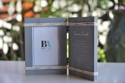 Charming vintage-inspired WDF wooden photo frame featuring a meaningful quote, Forever Friend, perfect for home decor or room decoration. This stylish picture frame complements various furniture styles and makes a thoughtful gift for any occasion. Ideal for capturing cherished memories in a timeless design. 1
