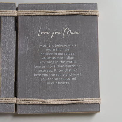 Charming vintage-inspired WDF wooden photo frame featuring a meaningful quote, Love You Mum, perfect for home decor or room decoration. This stylish picture frame complements various furniture styles and makes a thoughtful gift for any occasion. Ideal for capturing cherished memories in a timeless design. 2
