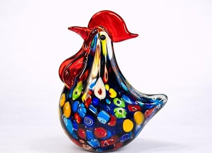 Handmade Glass Rooster Figurine - Hand Blown Glass Animal Statue Sculptrue home Decor