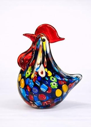 Handmade Glass Rooster Figurine - Hand Blown Glass Animal Statue Sculptrue home Decor