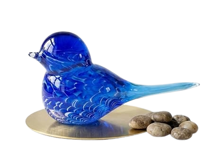 Blue Wren Hand Blown Glass Bird Statue Sculptrue - Australian Native Animal Glass Decor