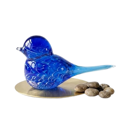 Blue Wren Hand Blown Glass Bird Statue Sculptrue - Australian Native Animal Glass Decor