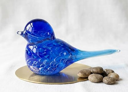 Blue Wren Hand Blown Glass Bird Statue Sculptrue - Australian Native Animal Glass Decor