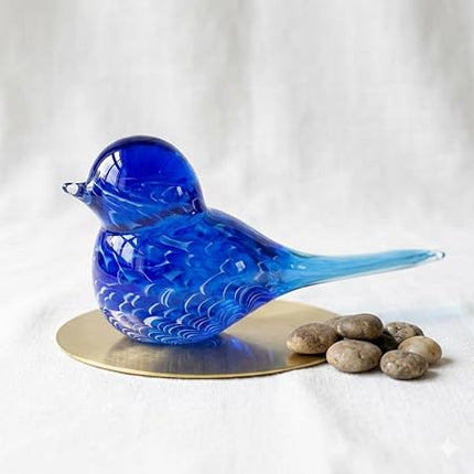 Blue Wren Hand Blown Glass Bird Statue Sculptrue - Australian Native Animal Glass Decor