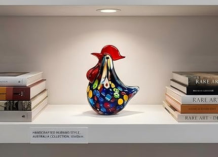 Handmade Glass Rooster Figurine - Hand Blown Glass Animal Statue Sculptrue home Decor