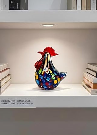 Handmade Glass Rooster Figurine - Hand Blown Glass Animal Statue Sculptrue home Decor