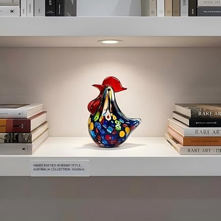 Handmade Glass Rooster Figurine - Hand Blown Glass Animal Statue Sculptrue home Decor