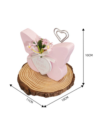 Room Decor Mum with Photo Clip - Mother's Day & Birthday Gift, Butterfly Home Decor with Picture Holder Aesthetic Desk Decor Elegant Wooden Table Ornament, 11x10x10cm, BallarArt CO