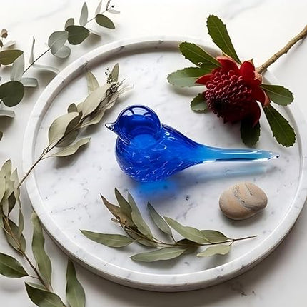 Blue Wren Hand Blown Glass Bird Statue Sculptrue - Australian Native Animal Glass Decor