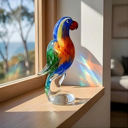 Parrot Lorikeet Hand Blown Bird Statue Sculptrue -  Australian Native Bird Decor