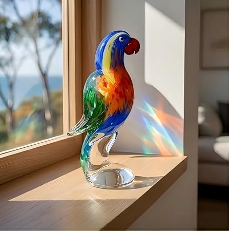 Parrot Lorikeet Hand Blown Bird Statue Sculptrue -  Australian Native Bird Decor