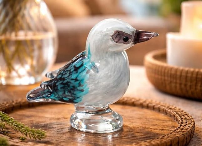 Kookaburra Hand Blown Glass Bird Statue Sculptrue -  Native Australian Animal Statue