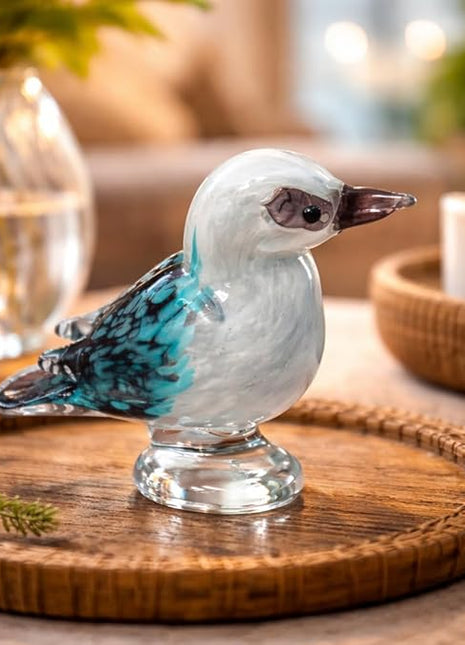Kookaburra Hand Blown Glass Bird Statue Sculptrue -  Native Australian Animal Statue