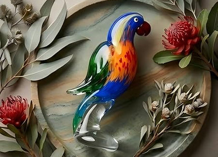 Parrot Lorikeet Hand Blown Bird Statue Sculptrue -  Australian Native Bird Decor
