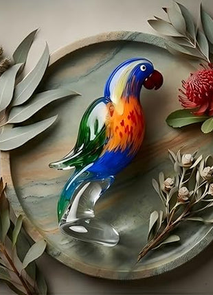 Parrot Lorikeet Hand Blown Bird Statue Sculptrue -  Australian Native Bird Decor