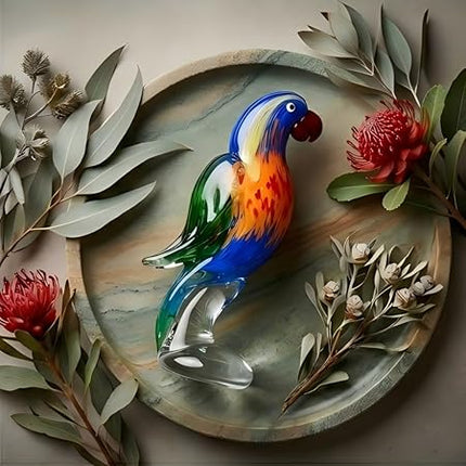 Parrot Lorikeet Hand Blown Bird Statue Sculptrue -  Australian Native Bird Decor