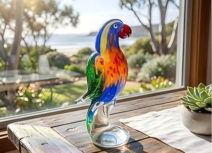 Parrot Lorikeet Hand Blown Bird Statue Sculptrue -  Australian Native Bird Decor