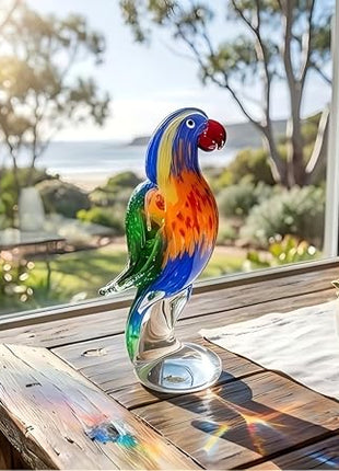 Parrot Lorikeet Hand Blown Bird Statue Sculptrue -  Australian Native Bird Decor