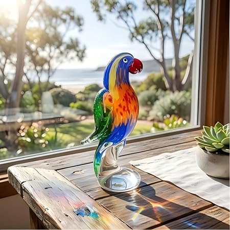 Parrot Lorikeet Hand Blown Bird Statue Sculptrue -  Australian Native Bird Decor