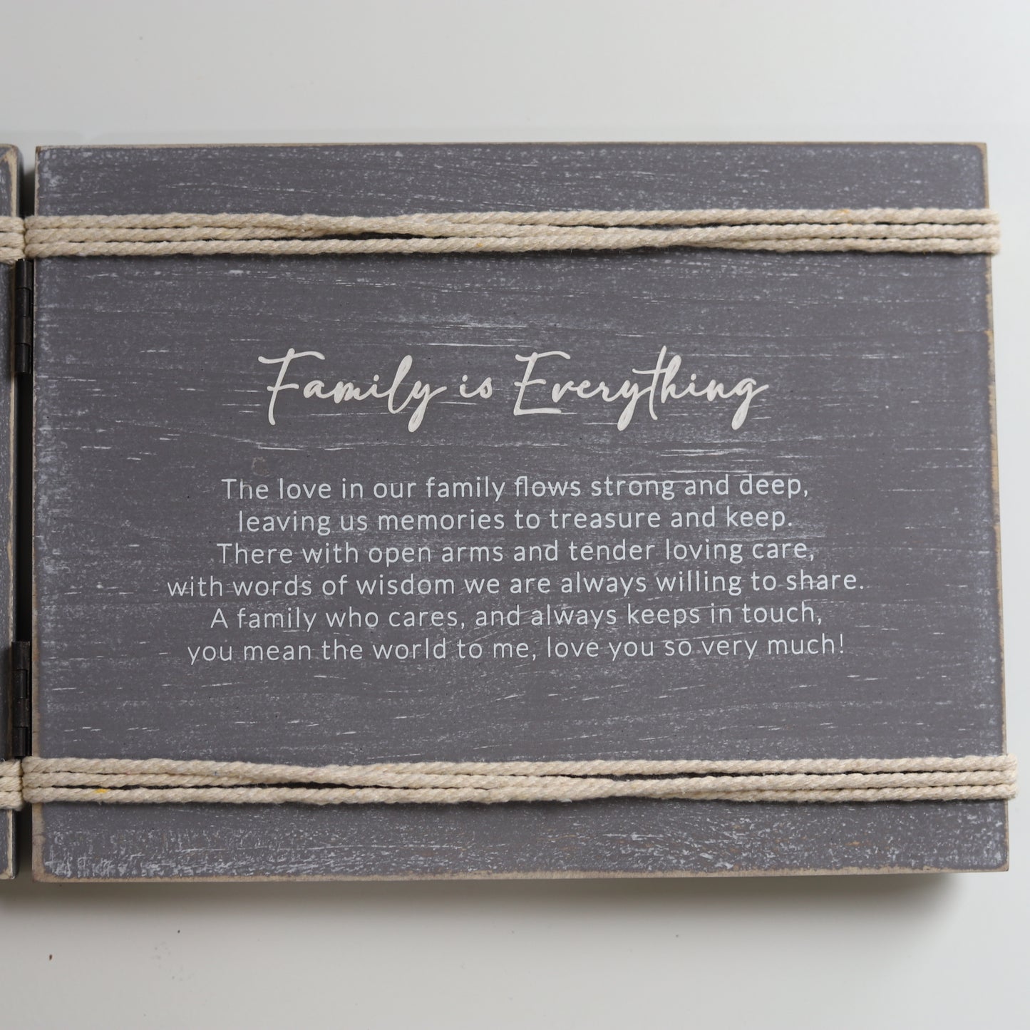 Charming vintage-inspired WDF wooden photo frame featuring a meaningful quote, Family is Everything, perfect for home decor or room decoration. This stylish picture frame complements various furniture styles and makes a thoughtful gift for any occasion. Ideal for capturing cherished memories in a timeless design. 2
