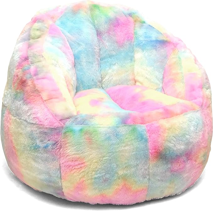 CB051｜Kids Rainbow Fur Bean Bag Chair - Cover Only | 61 x 73 x71cm