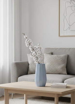 Light Blue Ceramic Bud Vase - Modern Nordic Style Speckled Table Centerpiece