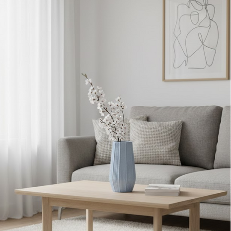 Light Blue Ceramic Bud Vase - Modern Nordic Style Speckled Table Centerpiece