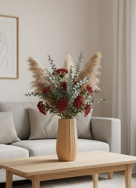 Light Brown Ceramic Bud Vase - Modern Nordic Style Speckled Table Centerpiece