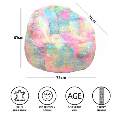 CB051｜Kids Rainbow Fur Bean Bag Chair - Cover Only | 61 x 73 x71cm