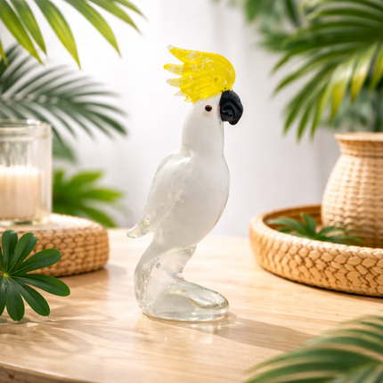 Handmade Sulphur-crested Cockatoo Glass Bird Figurine