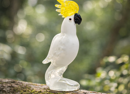Handmade Sulphur-crested Cockatoo Glass Bird Figurine