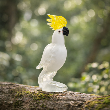 Handmade Sulphur-crested Cockatoo Glass Bird Figurine