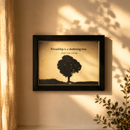 Friendship Sheltering Tree Desk Plaque - Black & White Decor