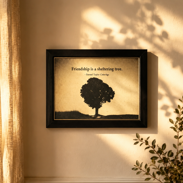 Friendship Sheltering Tree Desk Plaque - Black & White Decor